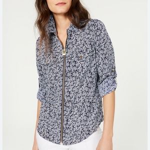 Michael Kors Printed Zip-Up Top size L
